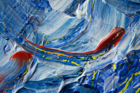 blue yellow and red abstract painting